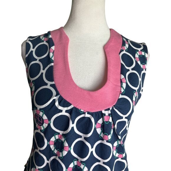 Tracy Negoshian Dress Size Small NWT Life Preserver Sleeveless Blue Pink Sheath - Picture 4 of 9